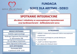 ZEGRZE 2019  - spotkanie integracyjne dla dzieci i młodzieży ze wszczepionymi stymulatorami oraz kardiowerterami - defibrylatorami serca